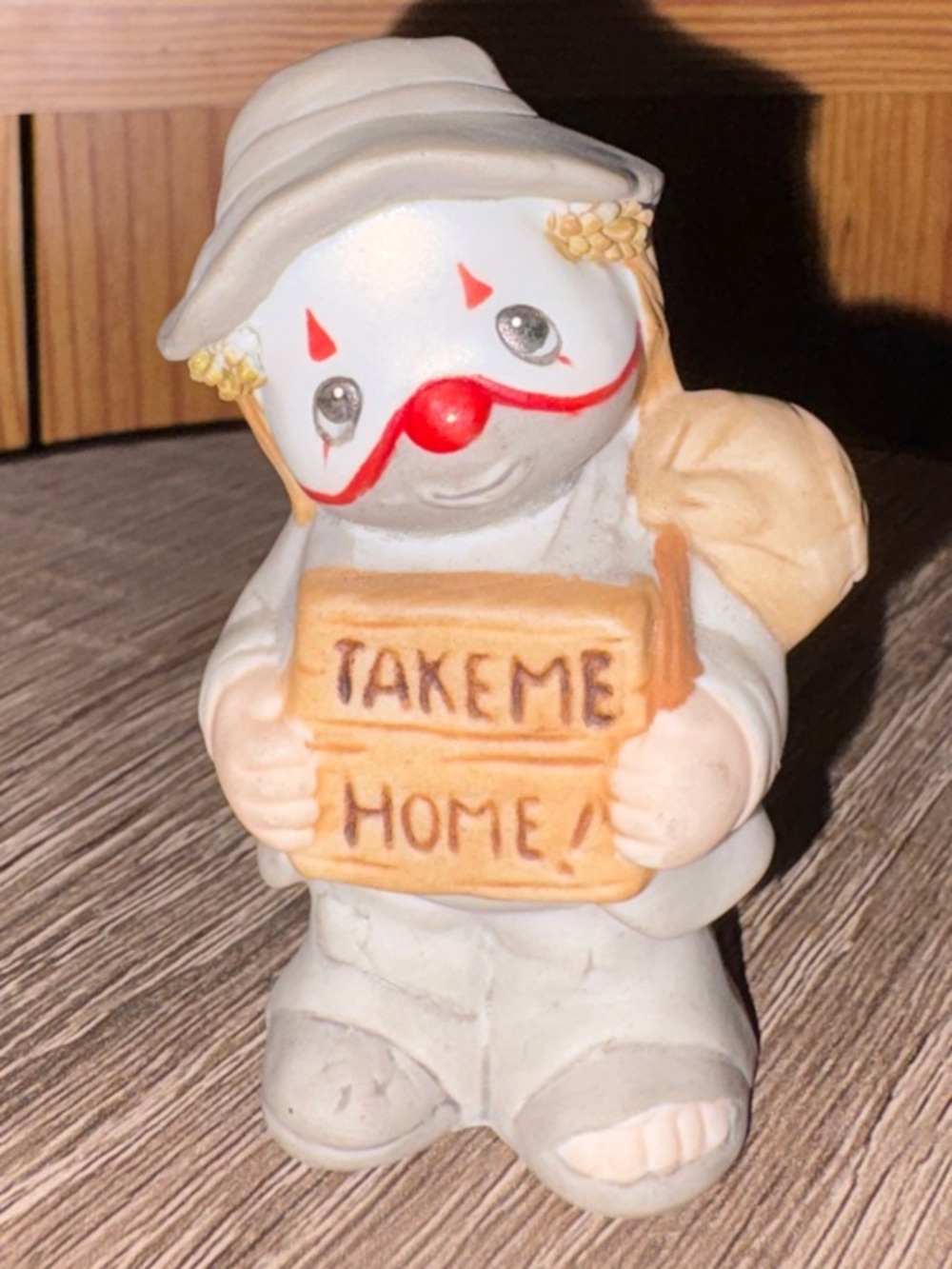 Enesco Cream and Gold Ceramic Figurine - Sitting Clown Accent